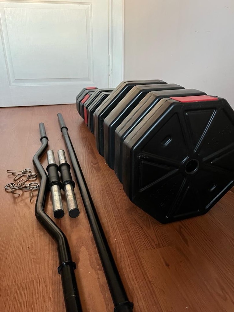 70kg Düz Bar 150cm+ Z Bar 120cm Dambıl Halter Full Set Kırmızı Kapaklı - 2