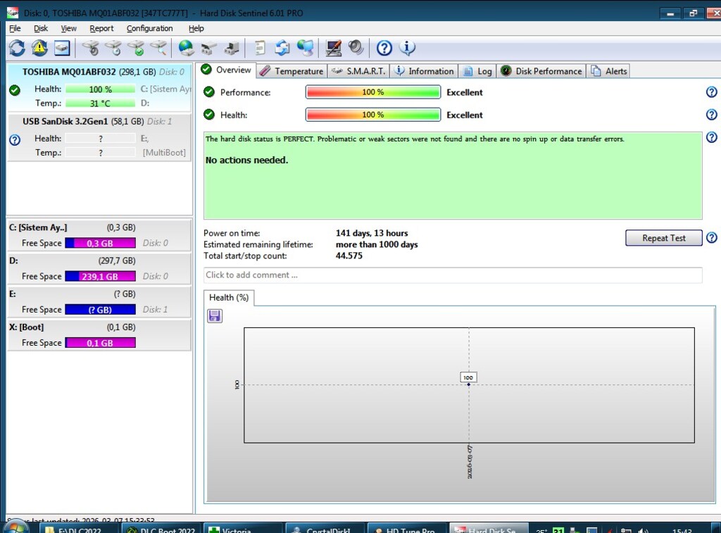 320 GB Toshiba Harddisk SATA 2.5MQ01ABF032 - 7