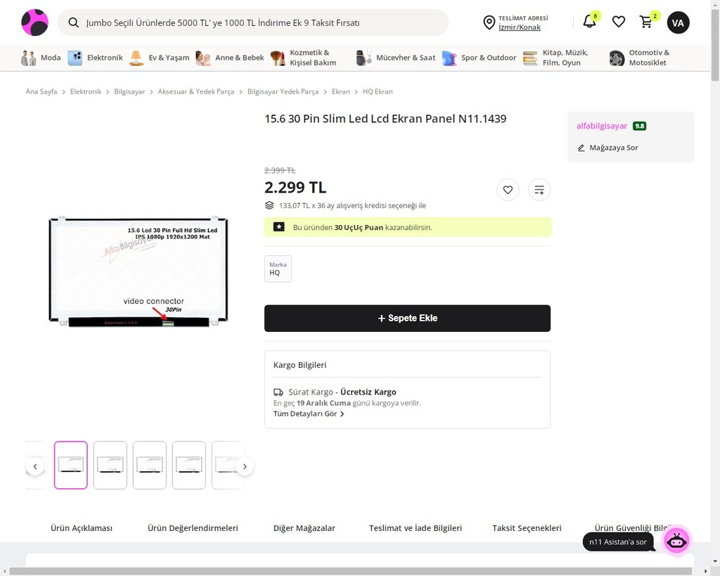 HP 15-DB1082NT Notebook Parçaları - 10