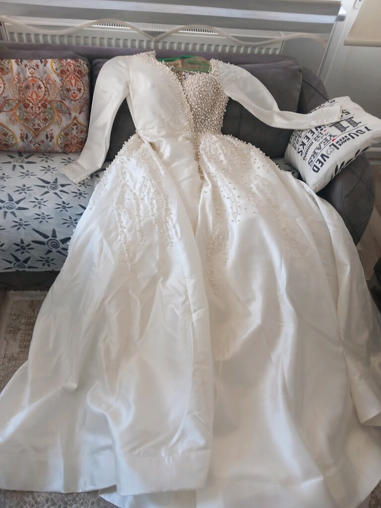 inci işlemeli tasarım gelınlık 34 36 bedene uyumludur - 6