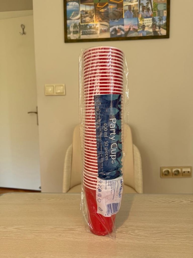 45 Adet Huhtamaki Kırmızı Parti Bardağı (400 ml)+Çerez Kasesi - 2