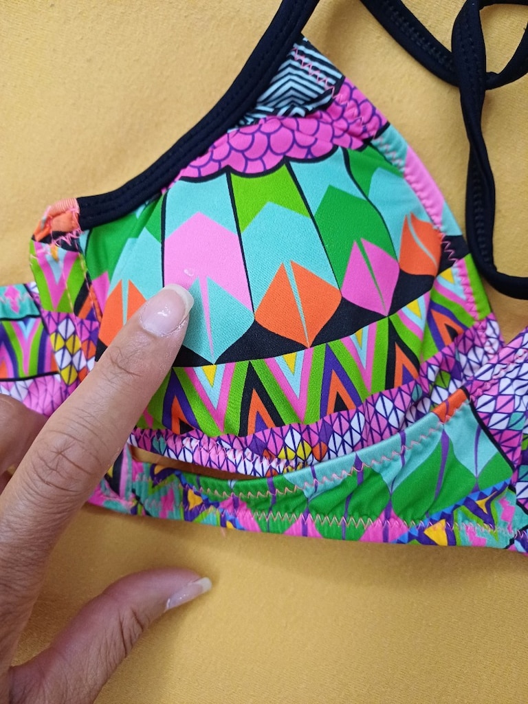 Renkli Geometrik Desenli Bikini Üstü - 7