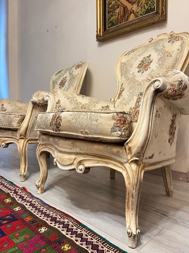 Kervan Eskitme Cilalı Çift Berjer - 18
