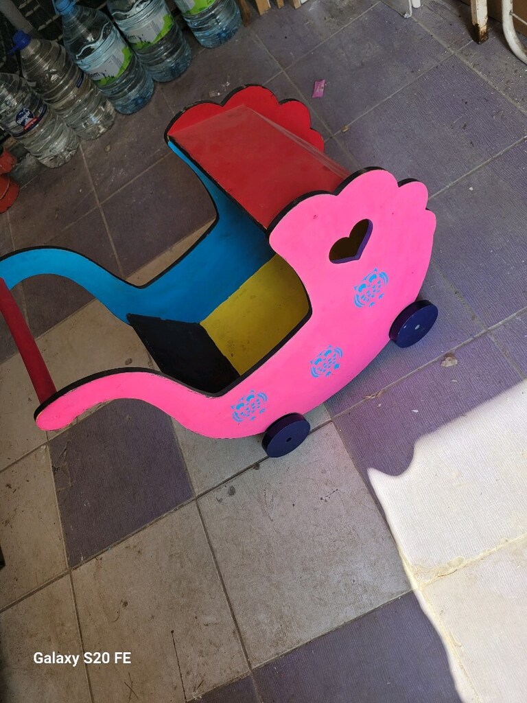 el yapımı bebek arabası süs ahşap - 4