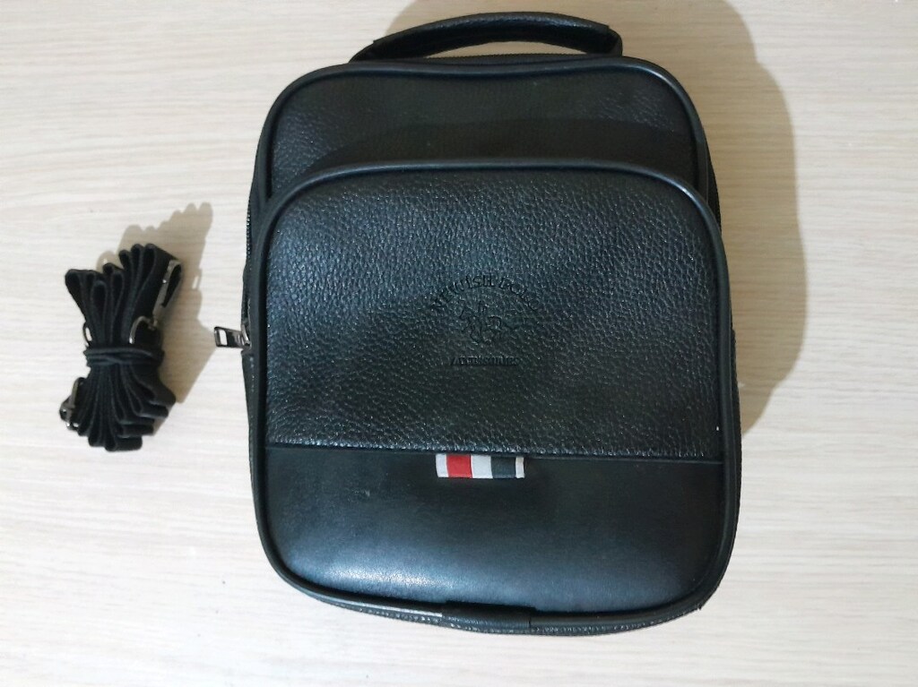 Newish Polo Erkek Siyah Deri Ayarlanabilir Günlük Omuz ve El Çantası - 3