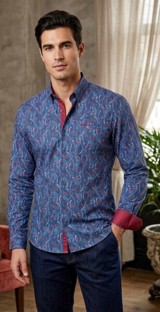 Paul Smith Şal Desenli Mavi Erkek Gömlek - XL Beden (Sıfır)