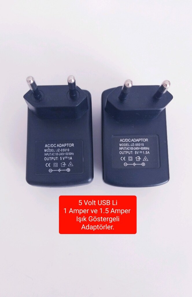 5 Volt USB Li 1 Amper ve 1.5 Amper Işık Göstergeli Adaptörler. - 2