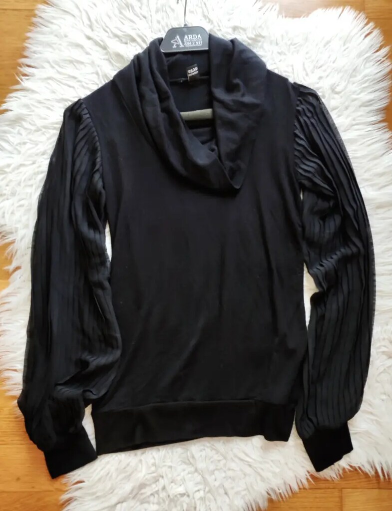 TÜL PİLELİ KUMAŞ Mix ŞİFON KOL BLUZ S zara mudo hm twist