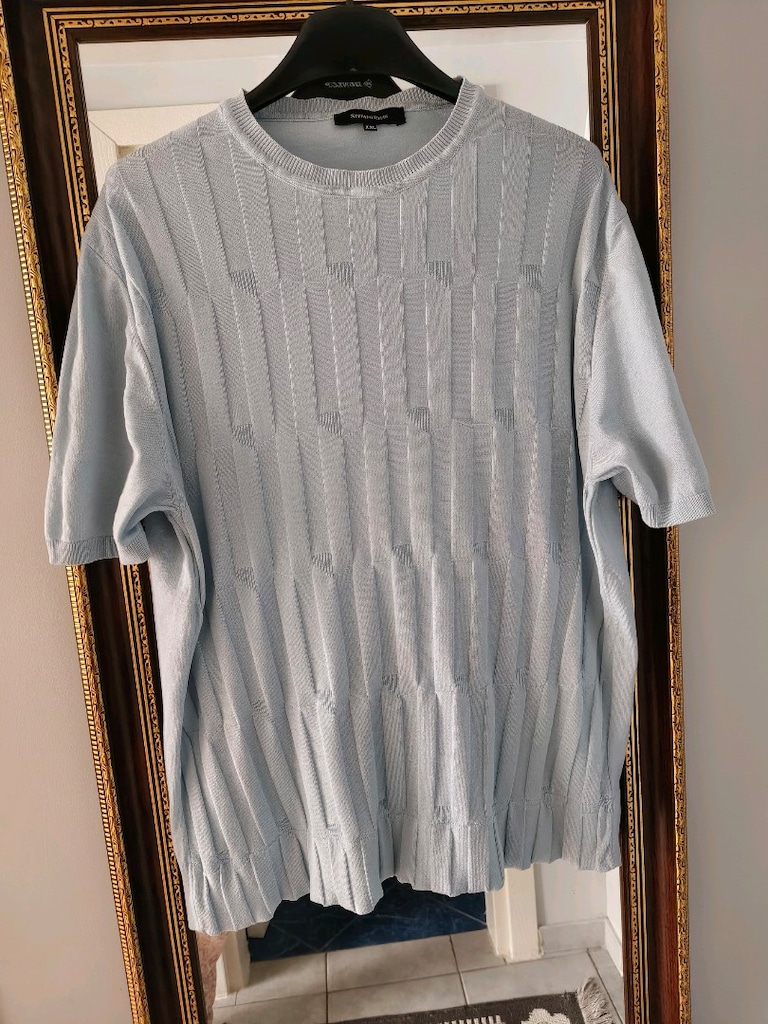 Ünlü Stefano Ricci marka bebe mavisi & Açık mavi triko t-shirt - 2