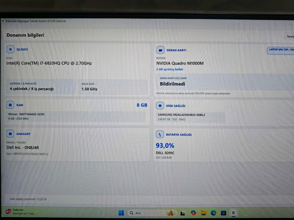 Dell Precision 5510 i7-6820HQ Quadro M1000M 2GB 8GB RAM 256GB SSD 15.6 - 6