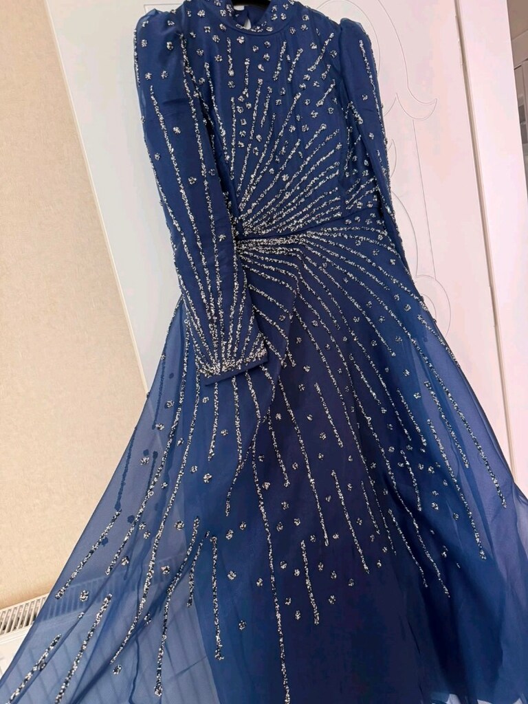 lacivert paletli abiye - 2