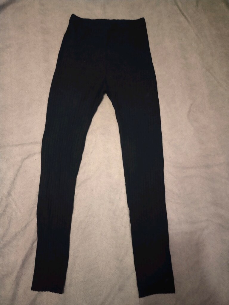 Siyah yün örgü içlik pantolon - 2