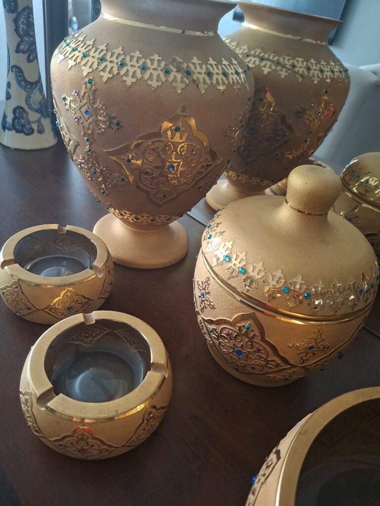 altın rengi vazo aksesuar takımı - 2
