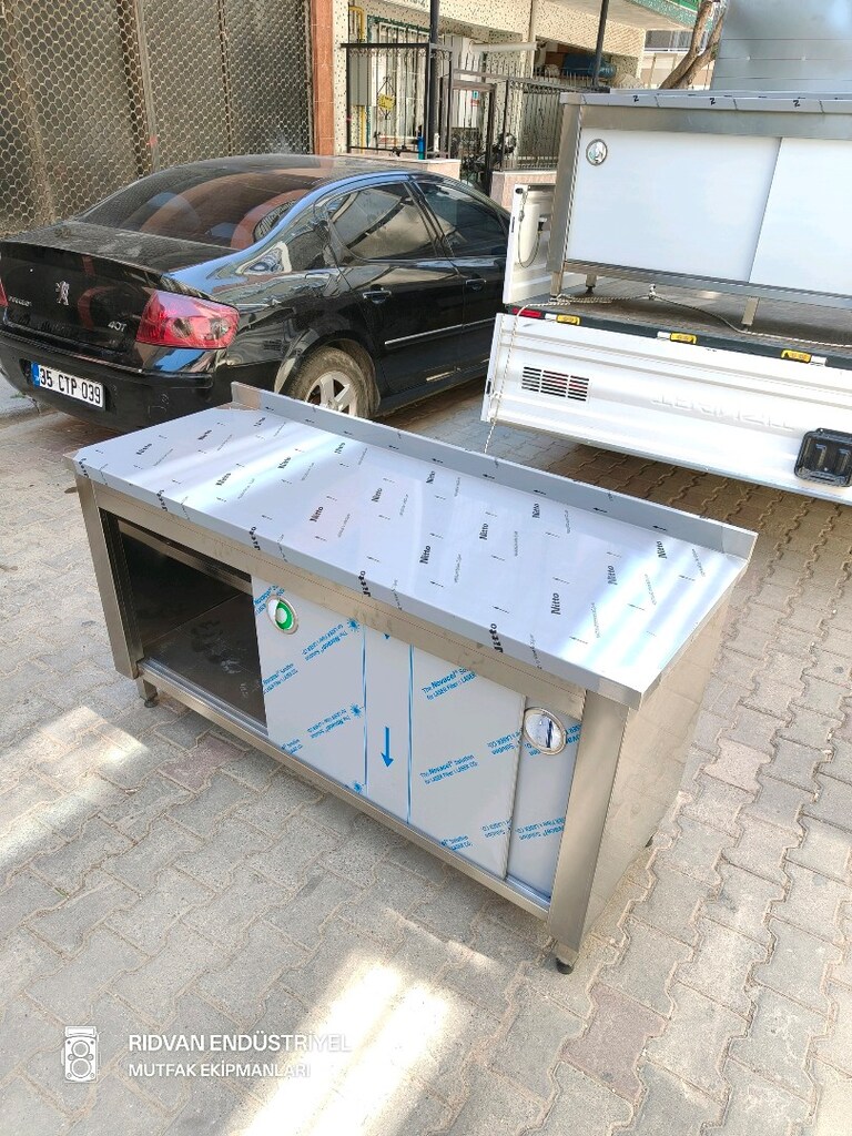 krom tezgah endüstriyel hazır mutfak krom çalışma tezgahı 160 cm tezğa - 9
