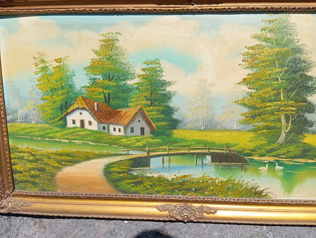 imzalı Yağlı boya tablo -Ergül-varakli - 5