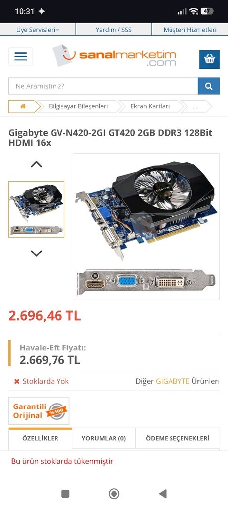 Nividya gıgabyte gt420 2GB tertemiz bakımları tam - 3