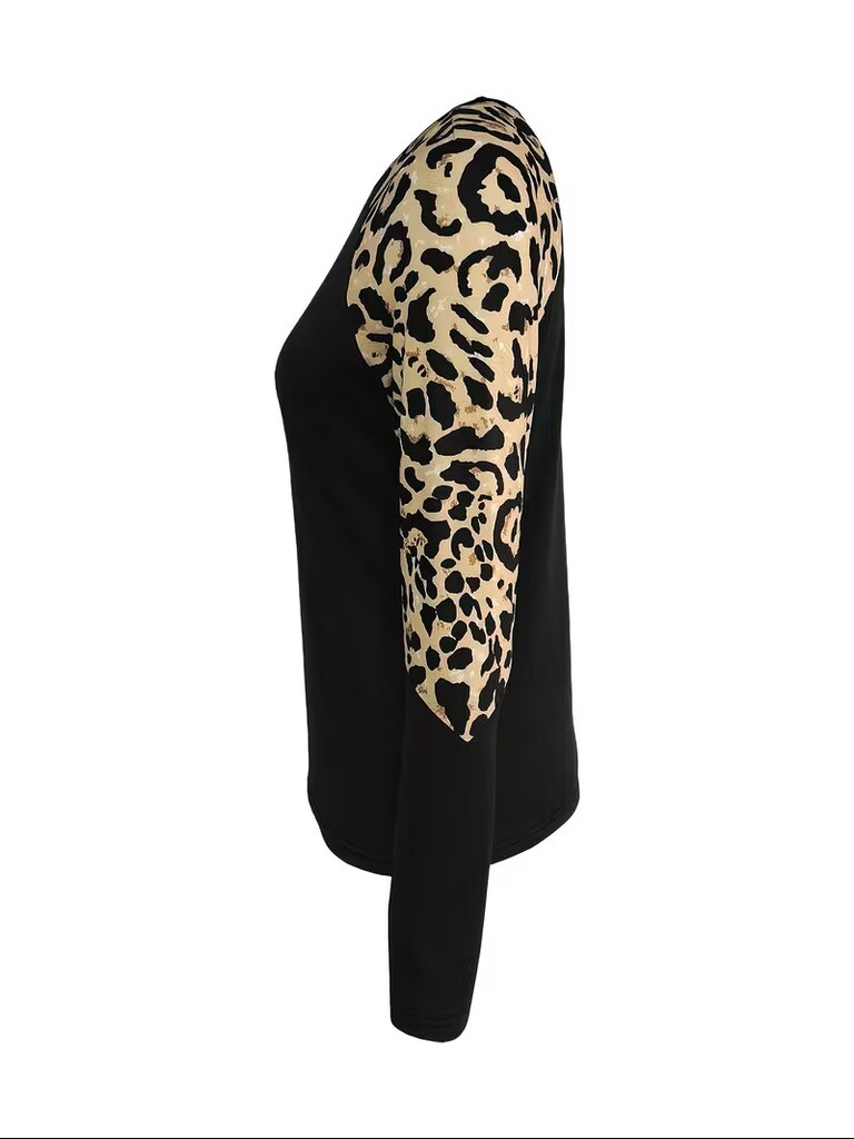 B079 Leopar Desenli Günlük Raglan Kollu Bluz - 8