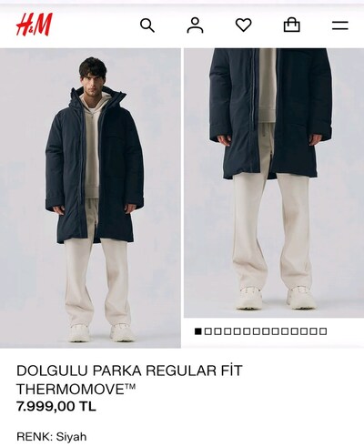 H&M Dolgulu Parka Regular Fit ThermoMove