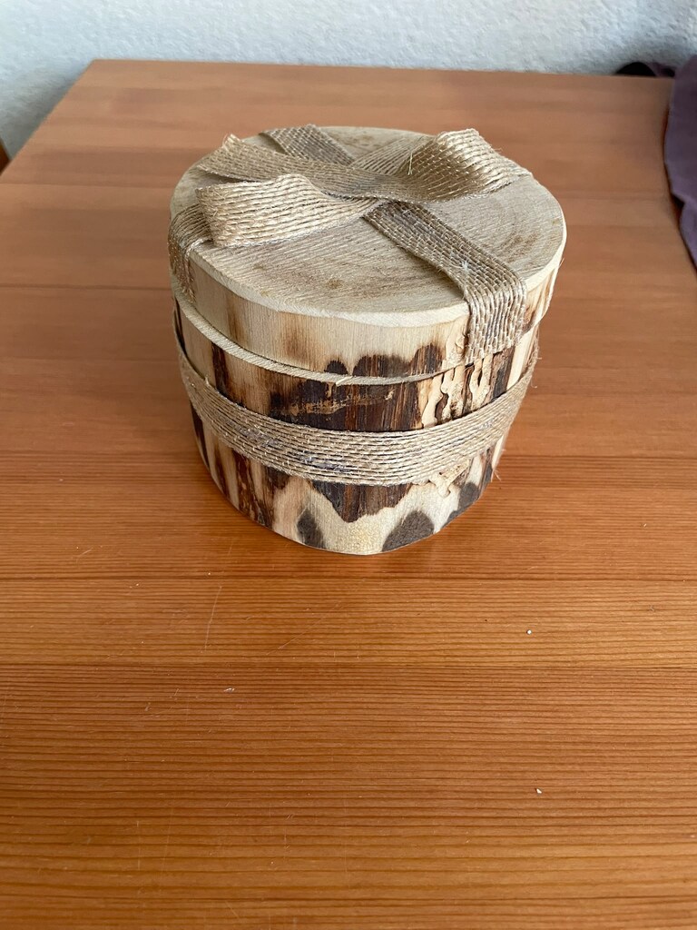 Doğal Ahşap Kütük Yüzük / Nişan /Küpe Kutusu Oyma Detaylı - 2