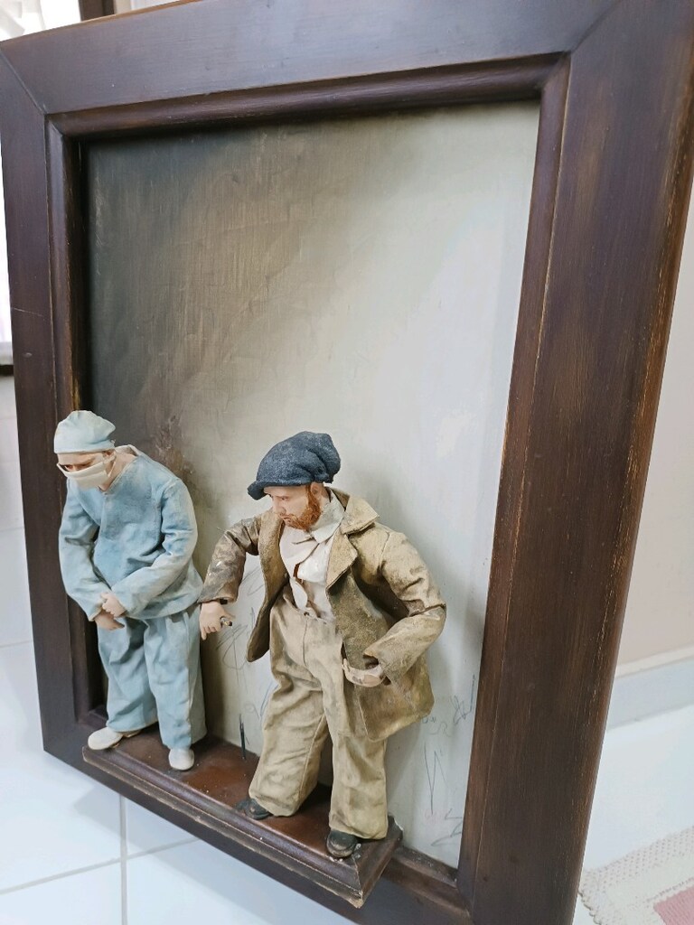 Ahsap uzeri deri kabartma figurlu tablo - 5