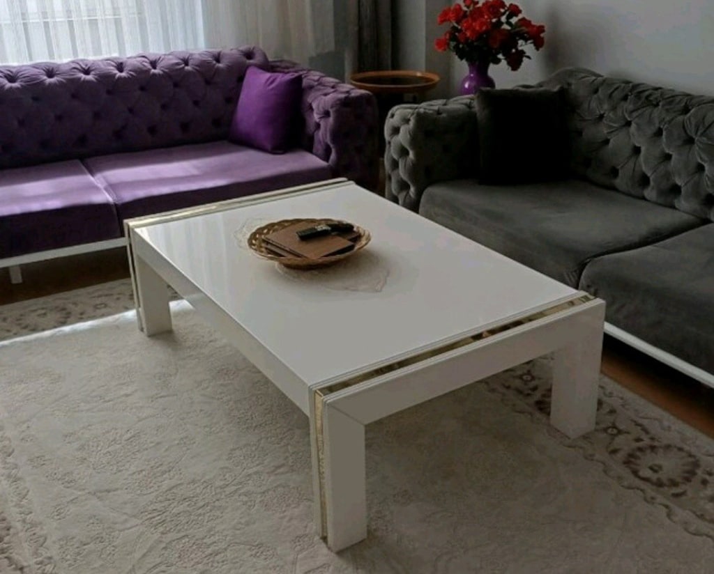 Salon takımı "Koltuk 3+3+1" Yemek masası altı sandalye Orta sehpa lake