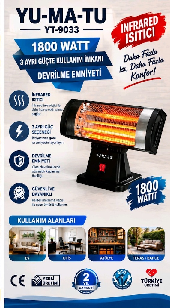 Yumatu Yer Tipi 1800 W Isıtıcı - 2