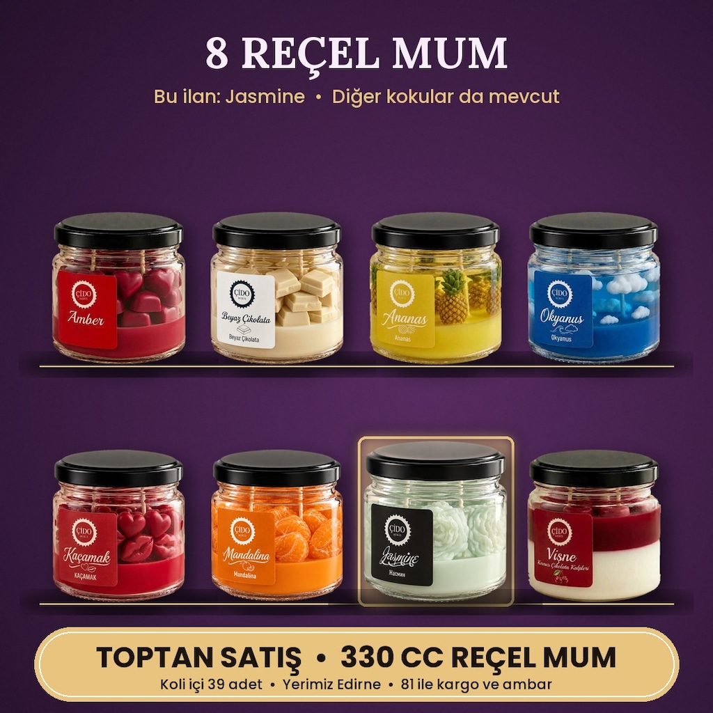 JASMINE KOKULU REÇEL MUM ÇİDO MİRİS 330CC TOPTANCIDAN - 3