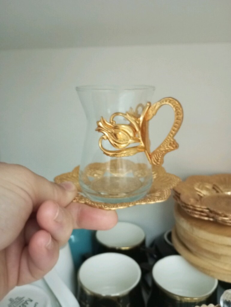 altın yaldızlı çay takımı - 12