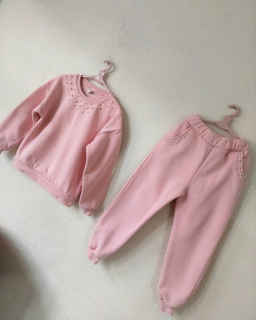 WOW inci süsleme Pembe Eşofman Takımı - 2