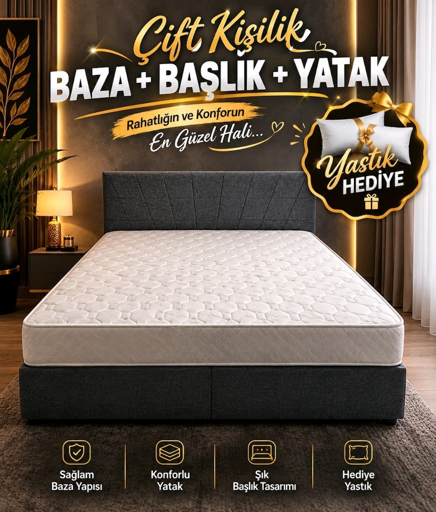 Çift Kişilik Baza, Başlık ve Yatak Seti - 5