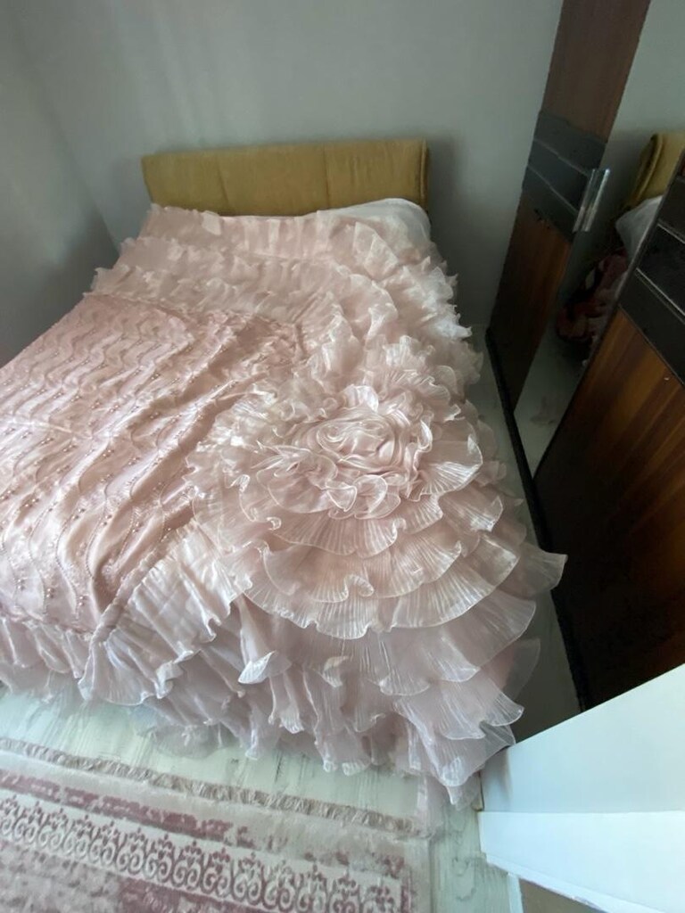 FİYAT DÜŞTÜ PEMBE ÖZEL KABARTMALI YATAK ÖRTÜSÜ - 4