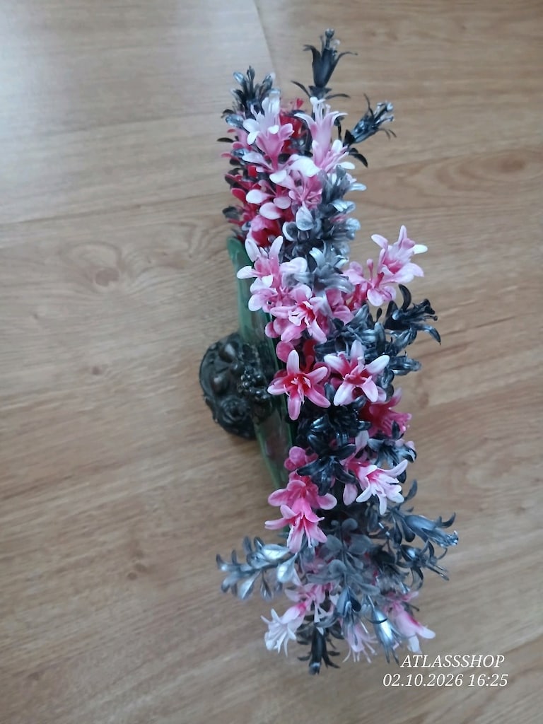 #Yelpaze formunda #yeşil #cam #vazoya sahip, #melek figürlü dekoratif - 6