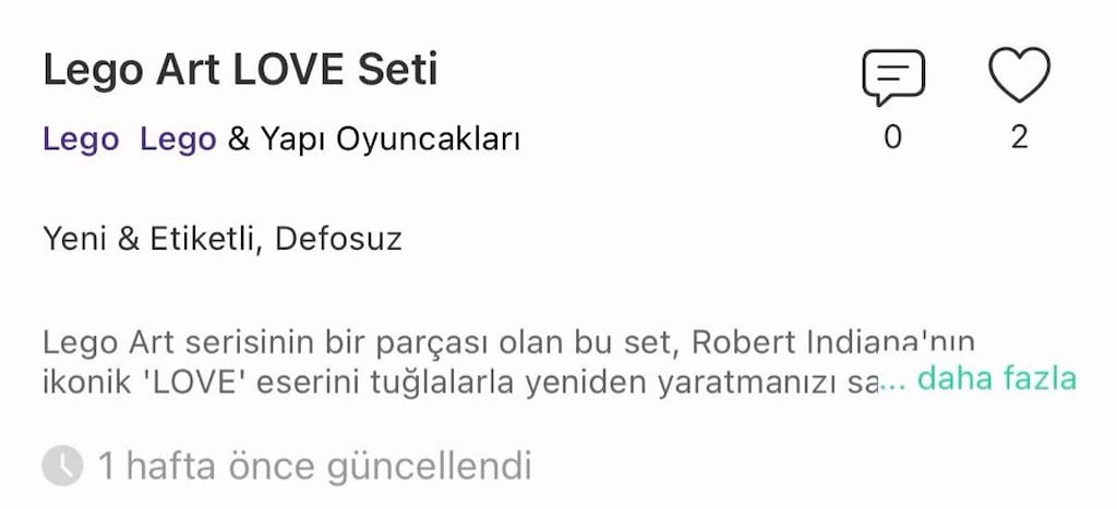 Sıfır Lego Art Love seti - 6