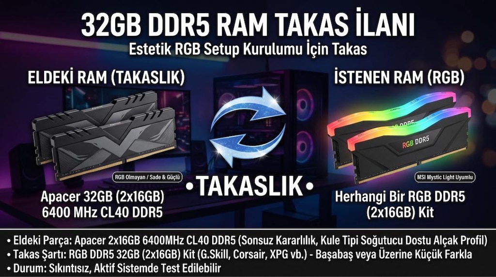 RGB Ram takaslık - letgo'dan Sıfırından Uygun Fiyata Al