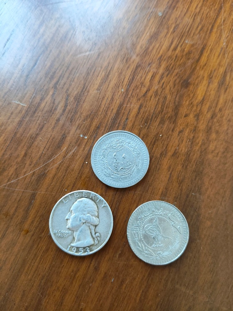 Osmanlı Tuğralı 20 & 40 Para + 1953 ABD Gümüş Quarter Koleksiyon Lotu - 6
