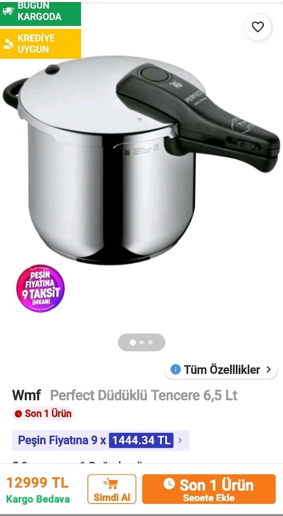 Wmf perfect 6.5 lt düdüklü tencere ..Almanya'dan geldi ..sıfır üründür - 4