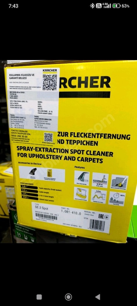 karcher SE2 KOLTUK VE HALI YIKAMA MAKINESI GARANTILI - 2