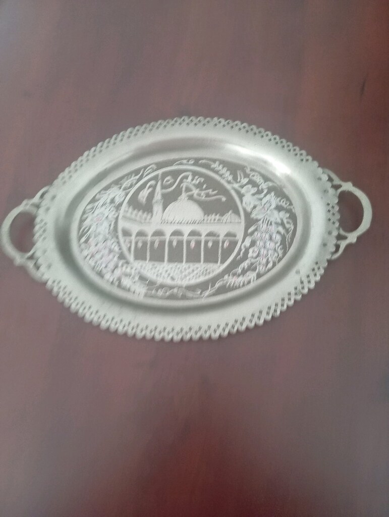 İşlemeli antika bakır tepsi - 3