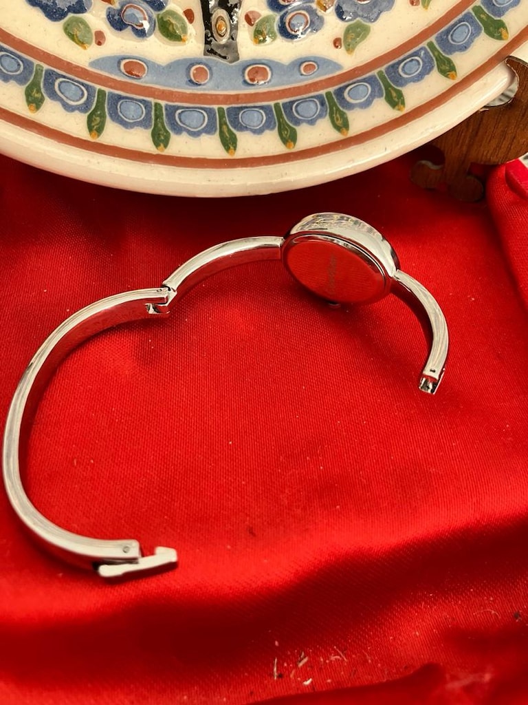 Cartier Oval siyah kadran Gümüş renk kelepçe kordon kadın Saat - 7