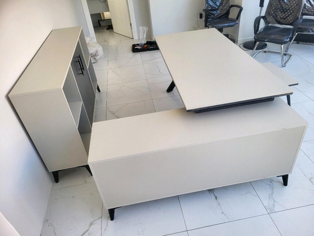 L Etajerli Ofis Makam Masası Takımı - 7