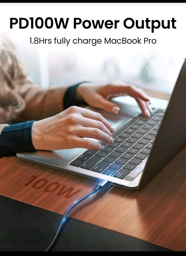 UGREEN 100W PD TypeC Kablosu Hızlı Şarj Kablosu 90Derece - 4