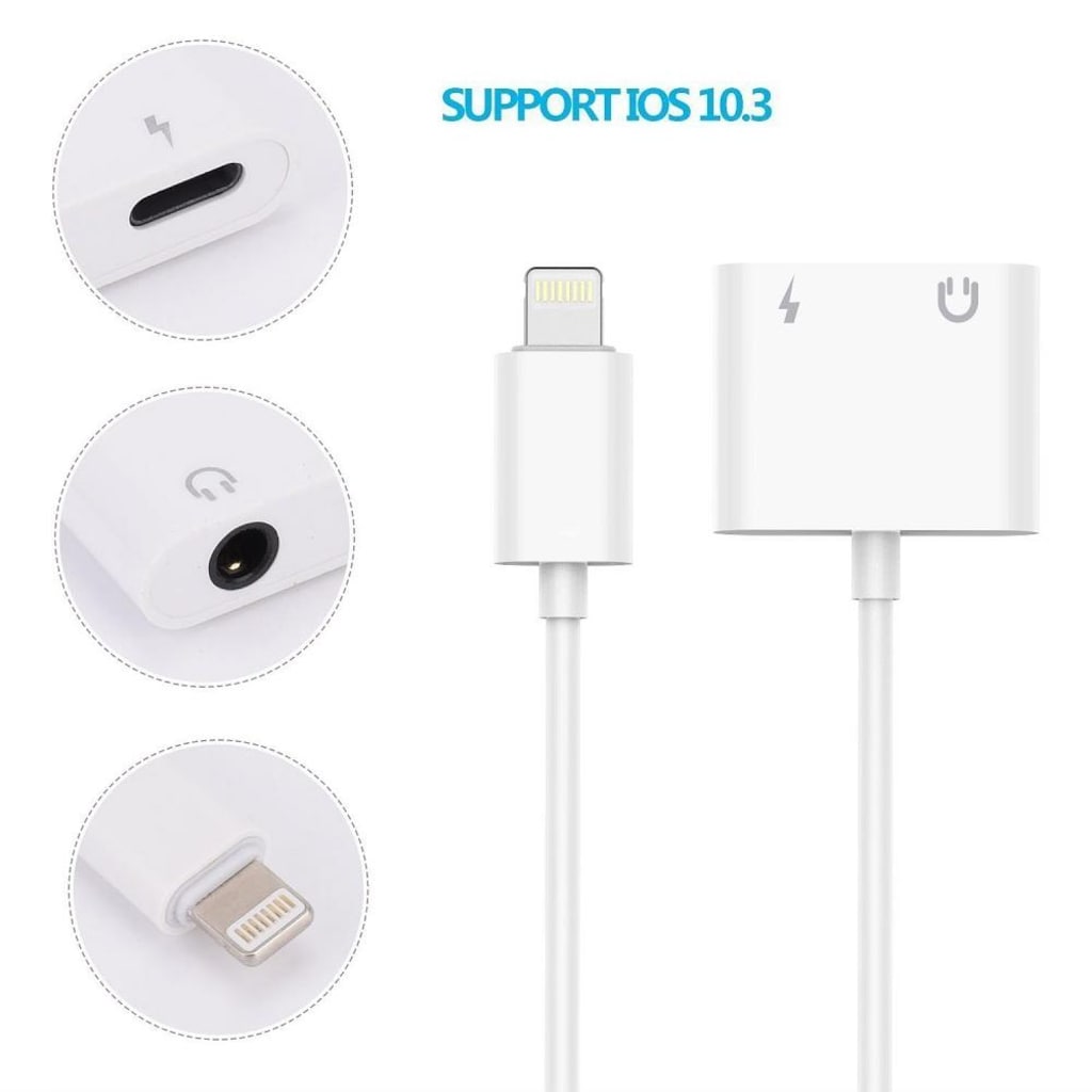 Iphone Lightning Kulaklık Şarj Çevirici Dönüştürücü Adaptör Aux Kablo - 4