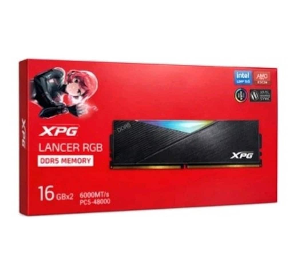 XPG DDR5 RAM 6000MHZ LANCER SİYAH RGB 2X16GB DUAL KİT CL30 1.35V - 2