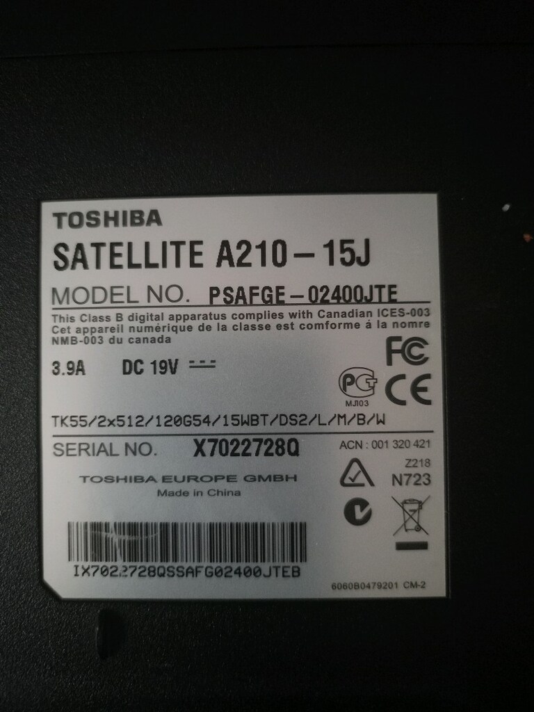 toshiba satellite A210 - 4