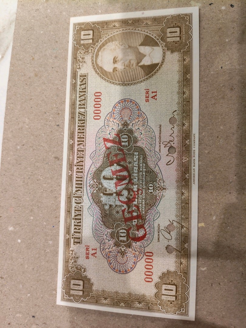 Nümizmatik Nadir Parça: 4. Emisyon 2. Tertip 10 Lira "Specimen" - 2