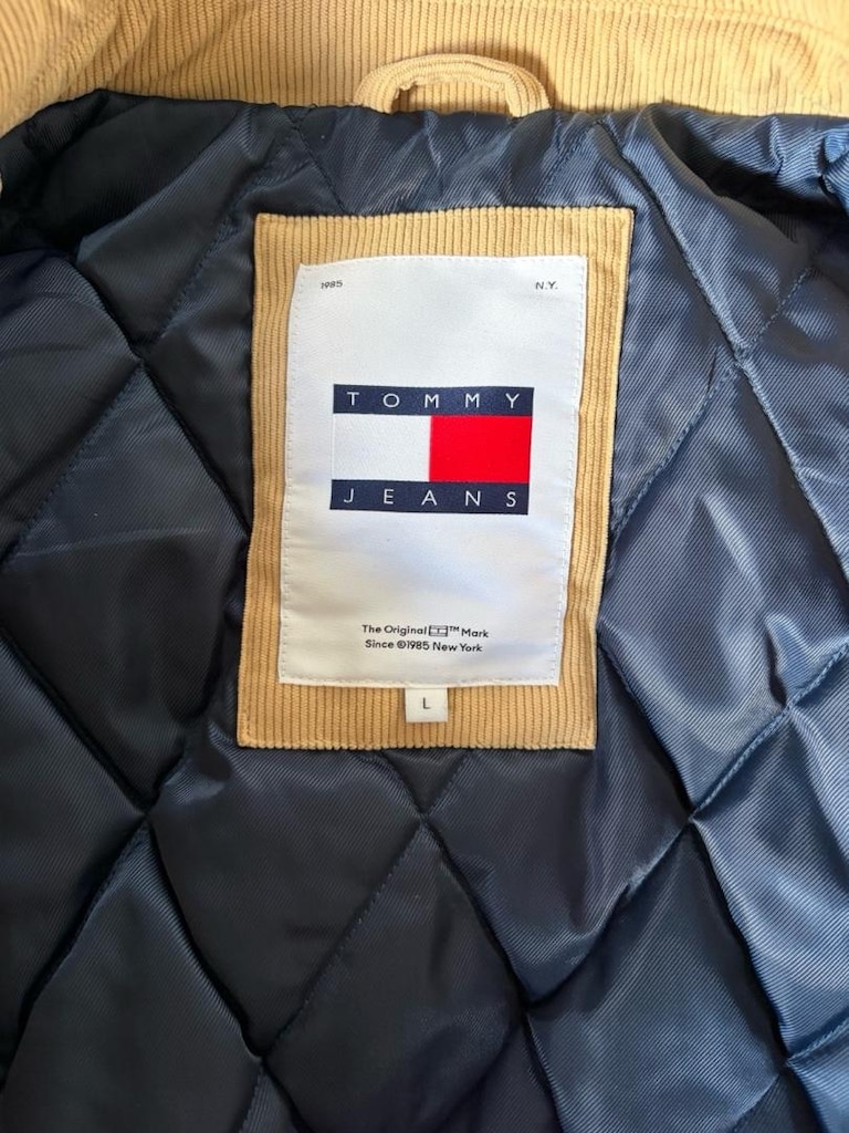 Tommy Jeans Crest Cord Letterman Erkek Large beden Bej Ceket - 4