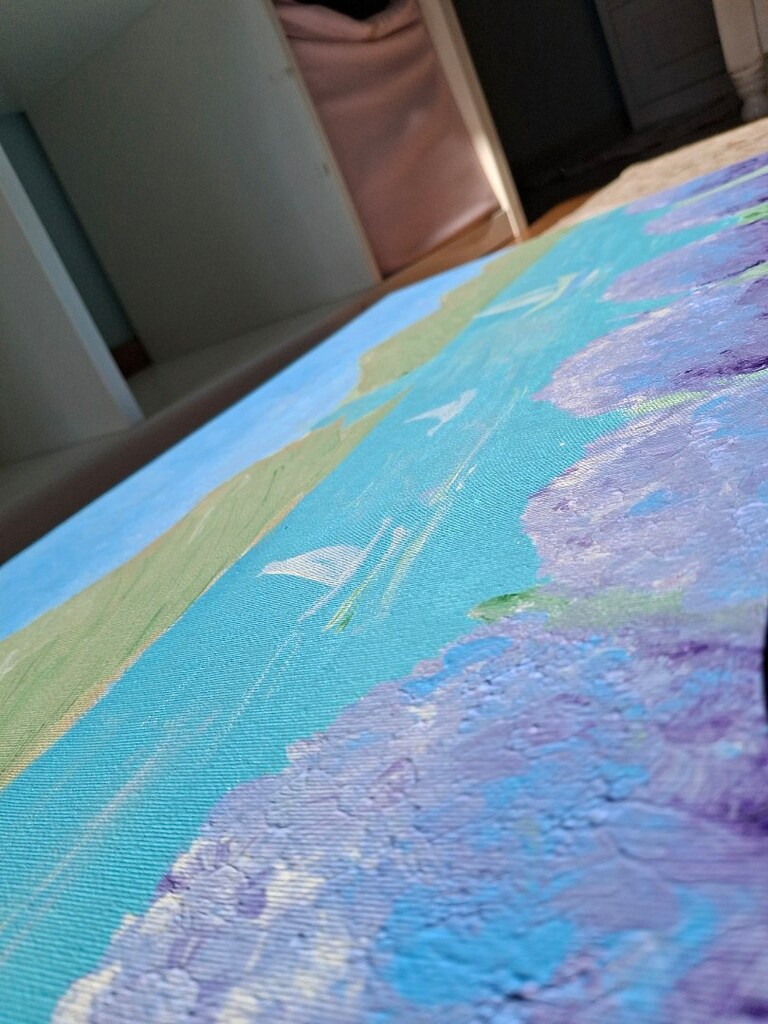 Lila ufkun şarkısı Tuval üzerine akrilik boya 50 x 70 cm - 4