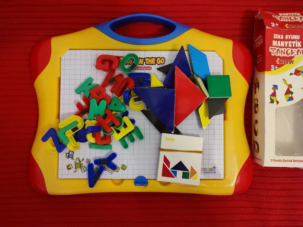 Manyetik yazı tahtası tangram harf rakam eğitici oyuncak - 13