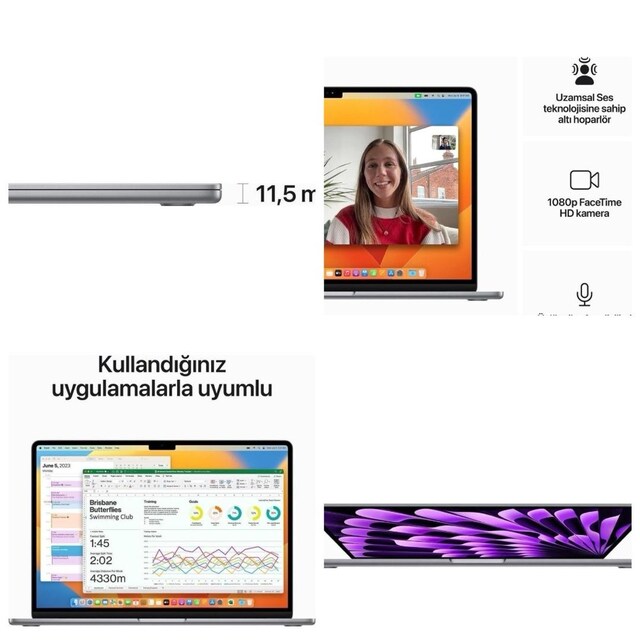 Satılık sıfır kapalı kutu Apple Air Macbook M2 256 GB 8 GB gri 15"