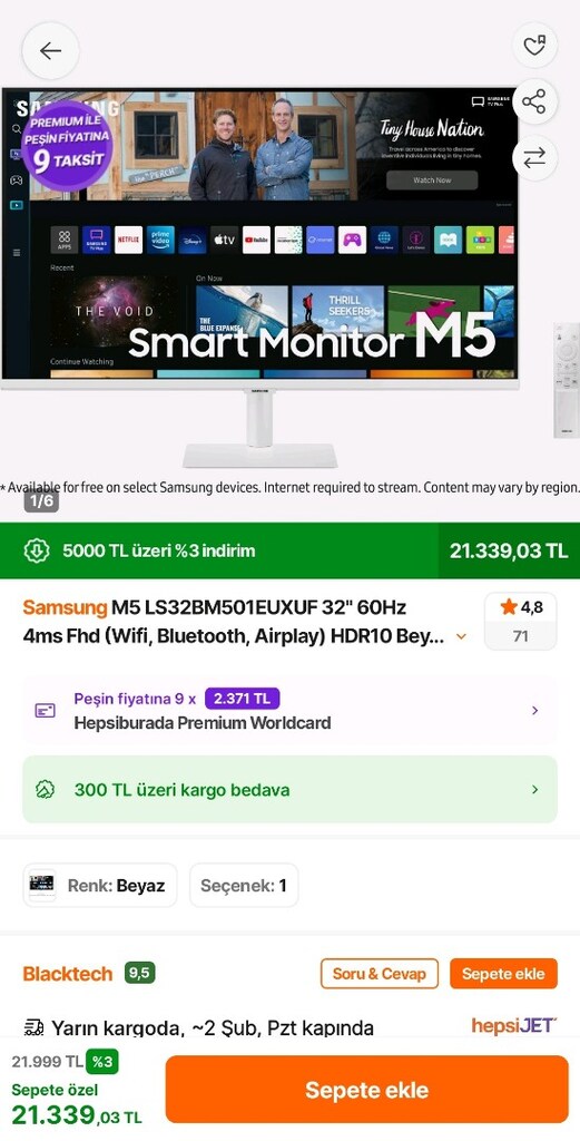 Samsung M5 32 İnç Beyaz Smart TV (SIFIR) - 5
